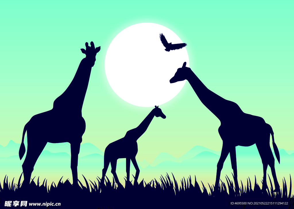 卡通手绘长颈鹿