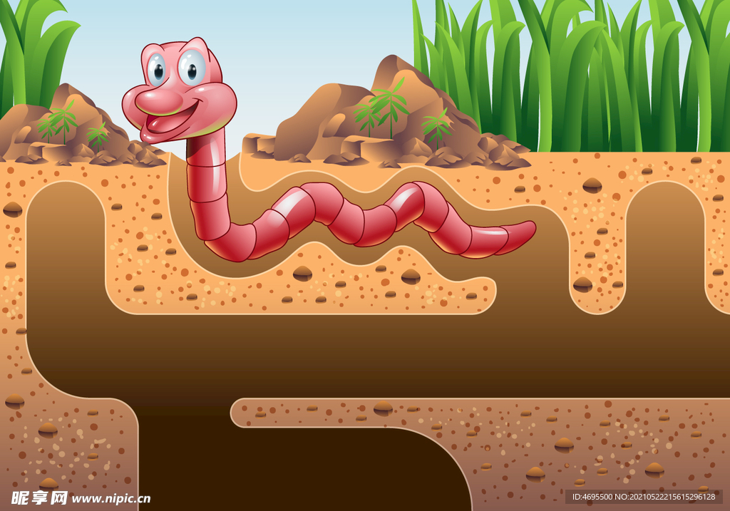 卡通可爱蚯蚓插画