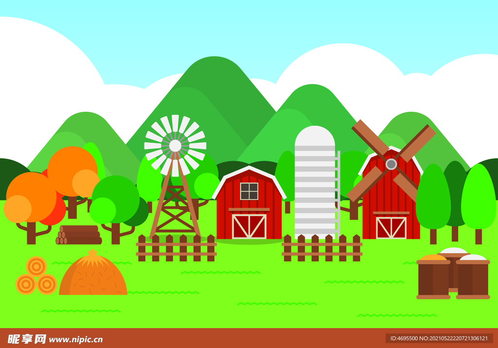 卡通美丽乡村插图