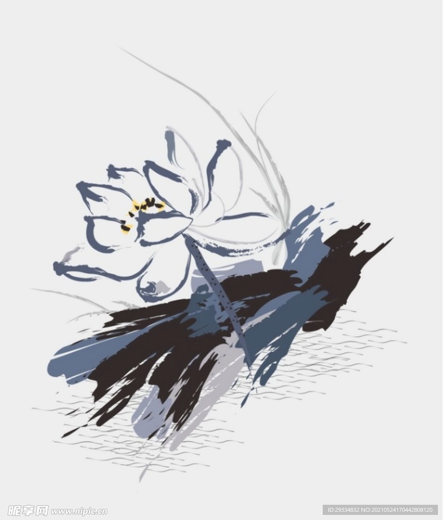 水墨画图案花卉