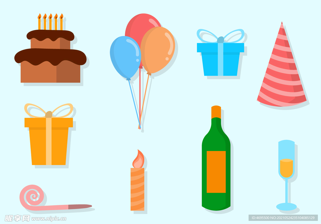 卡通生日图标图案