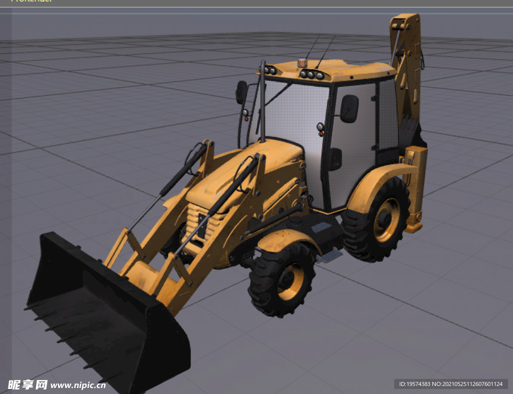  C4D模型挖掘装载机