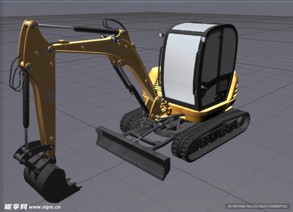  C4D模型紧凑型履带式挖掘机
