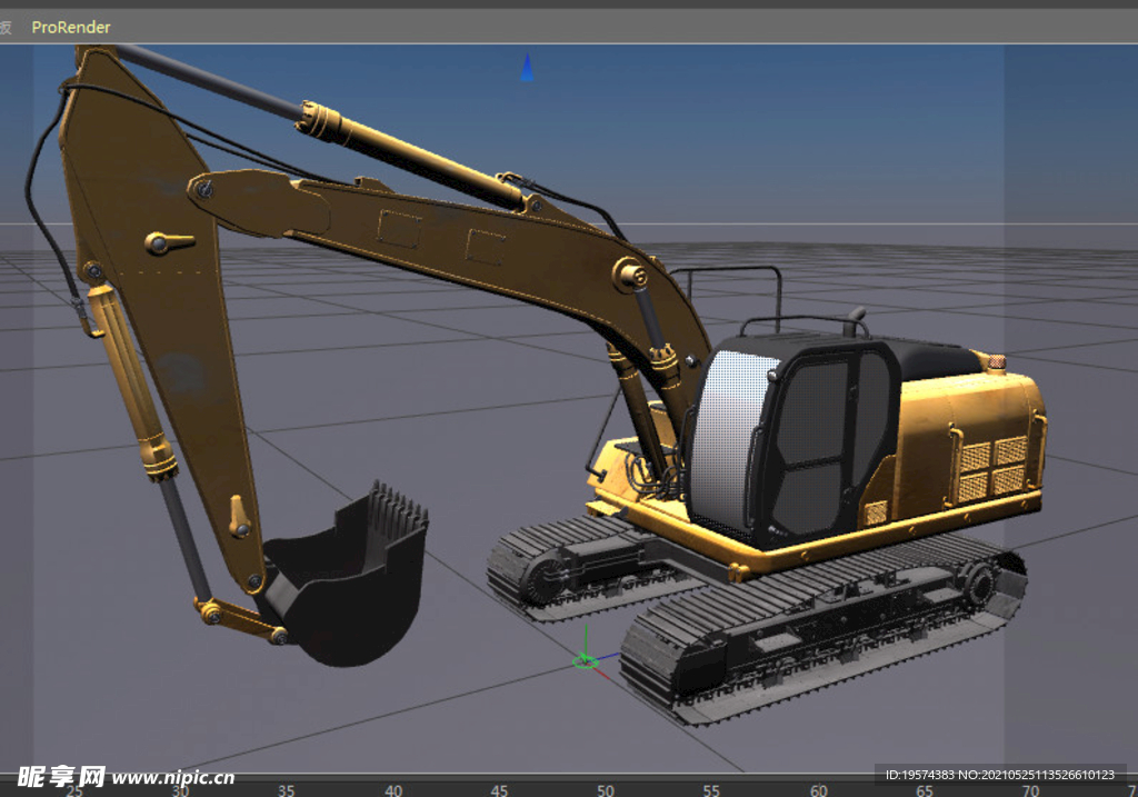  C4D模型履带挖掘机