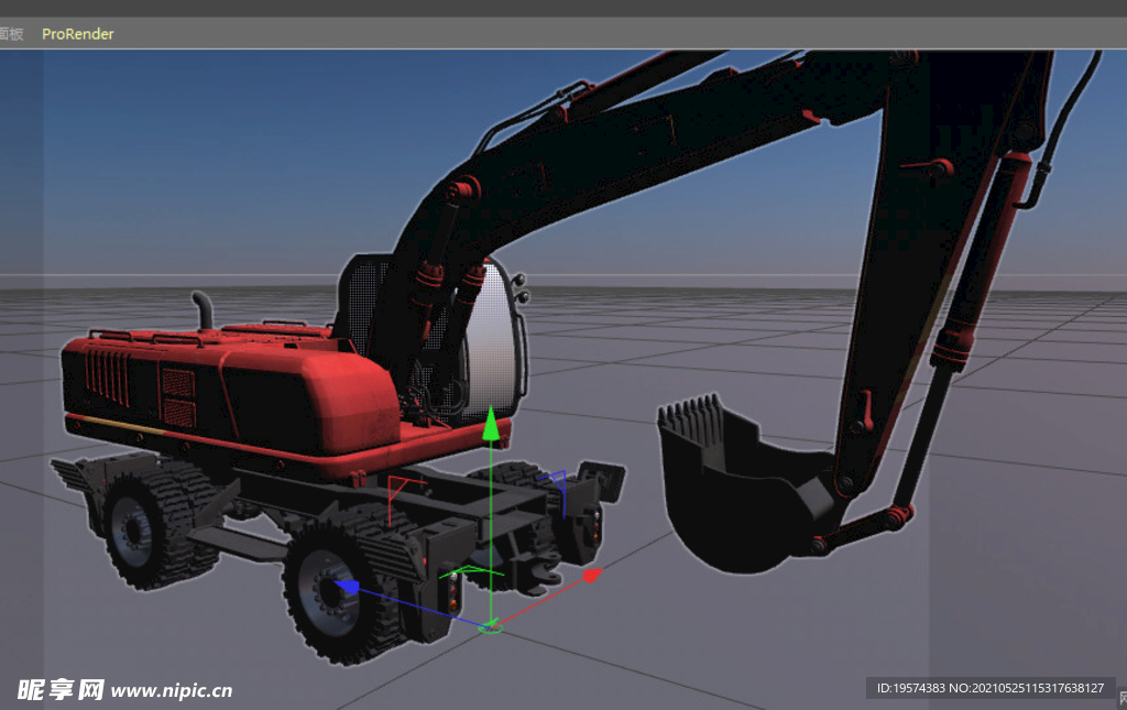  C4D模型轮式挖掘机
