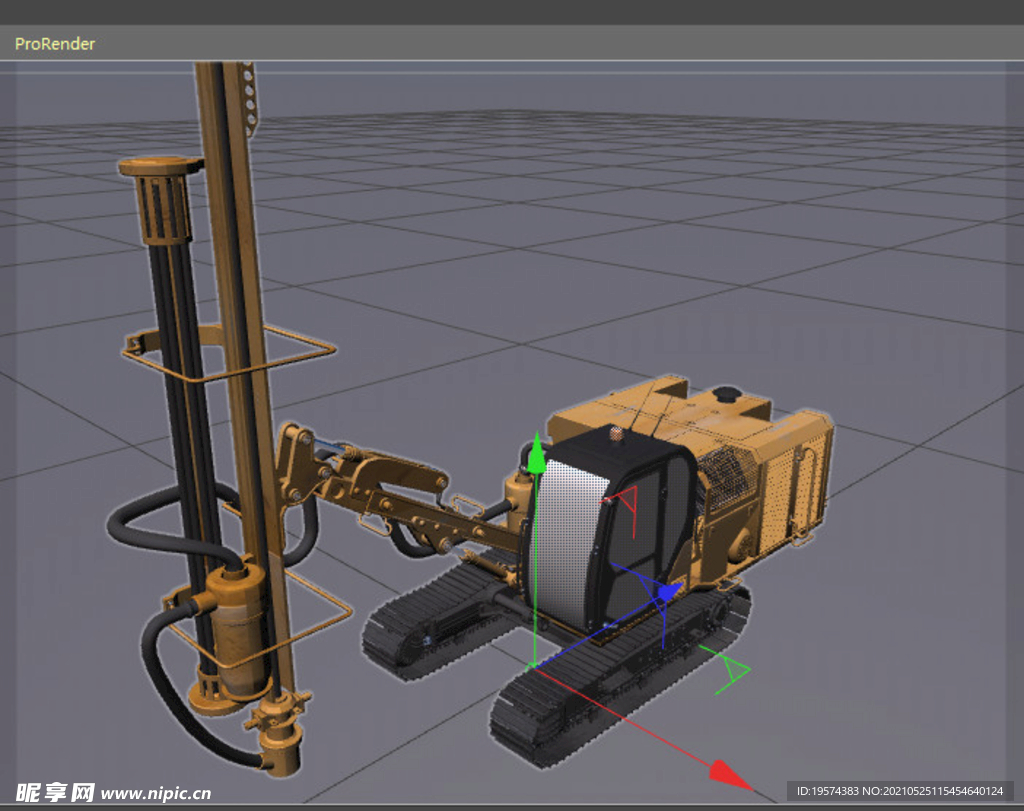 C4D模型履带钻