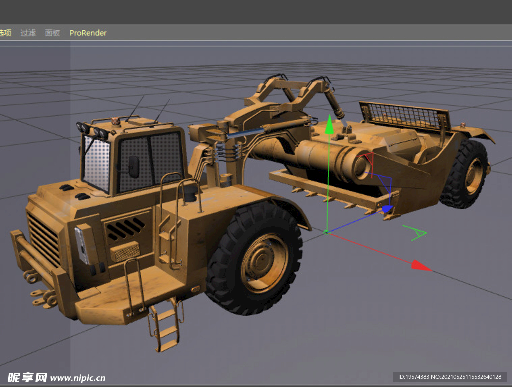  C4D模型轮式牵引铲运机