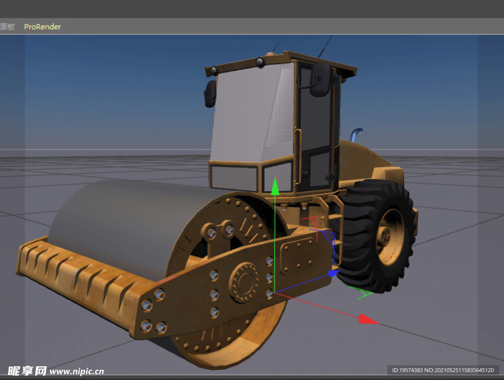  C4D模型土壤压路机