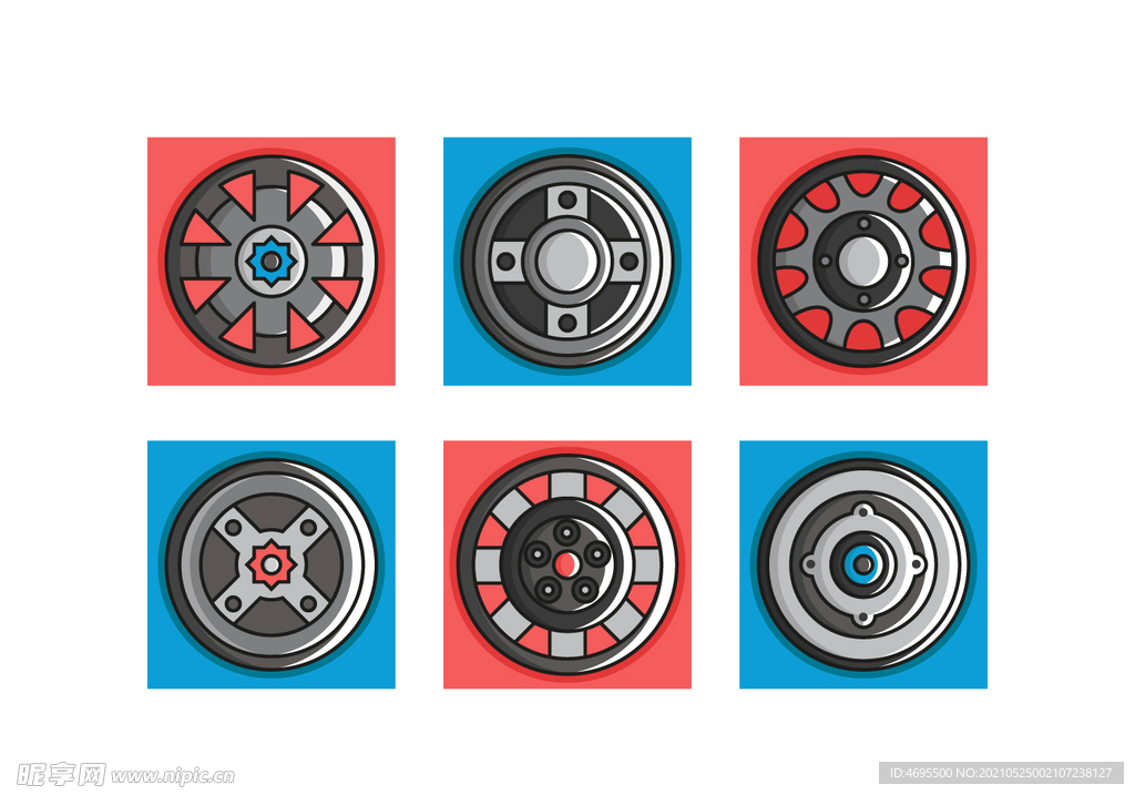 卡通汽车轮胎矢量图