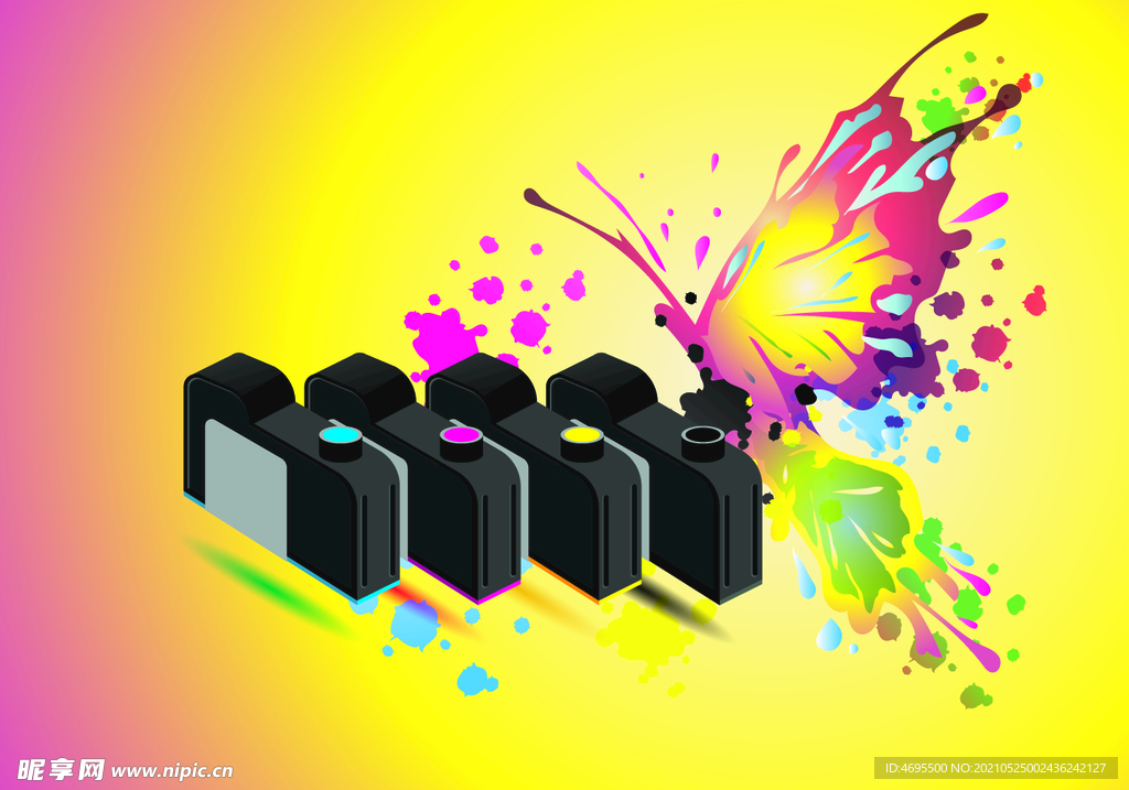 卡通颜料墨盒矢量图