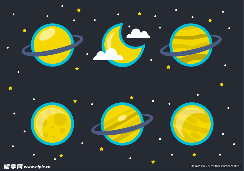 卡通手绘月球 星球 月亮