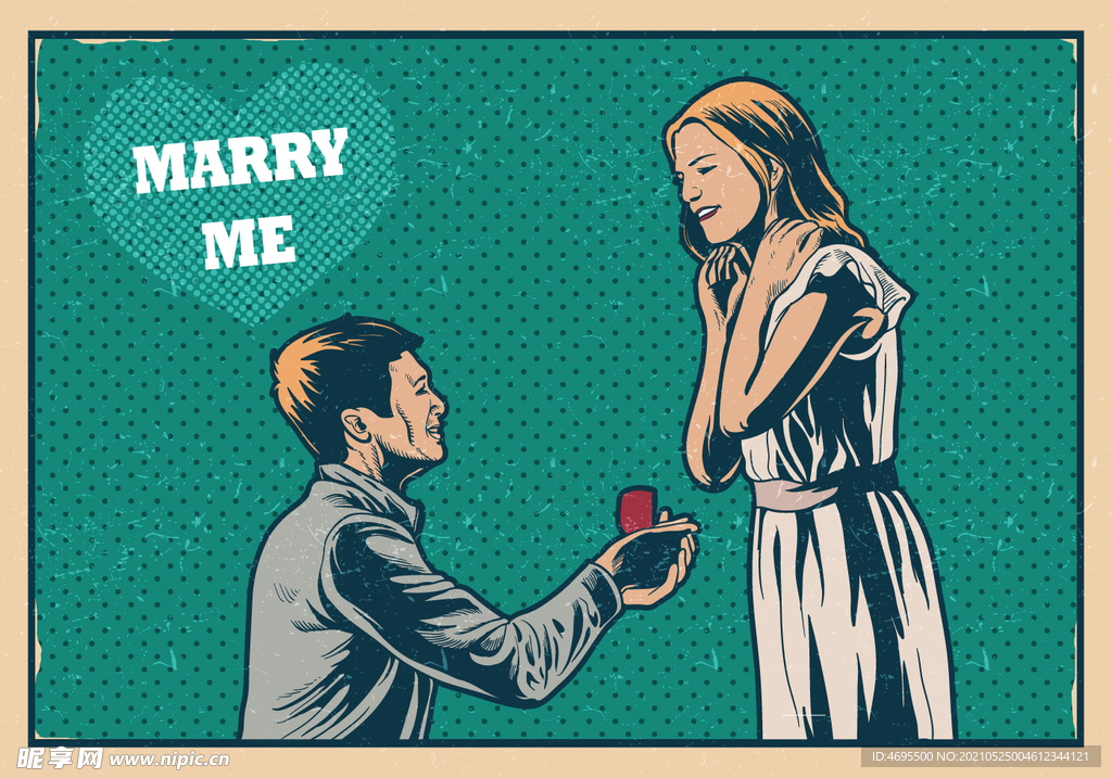 卡通婚礼求婚插画