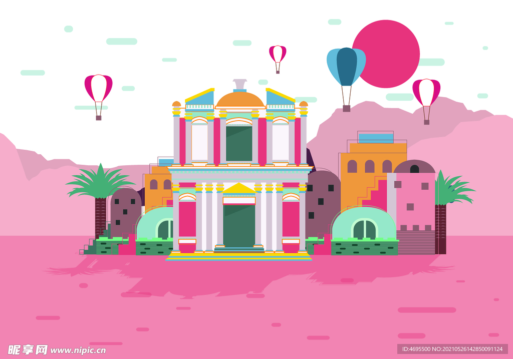 卡通创意房子插画