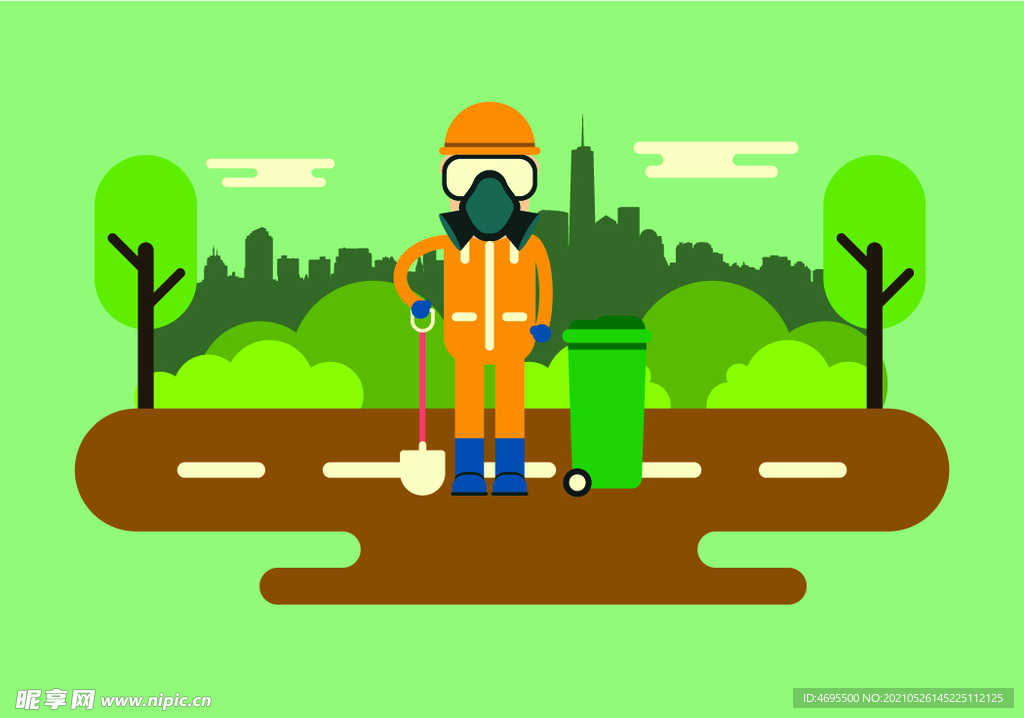 卡通手绘环卫工人