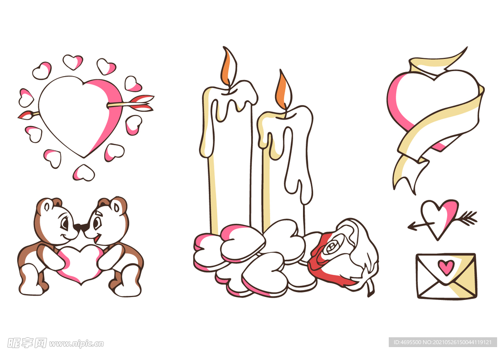 卡通手绘蜡烛 爱心