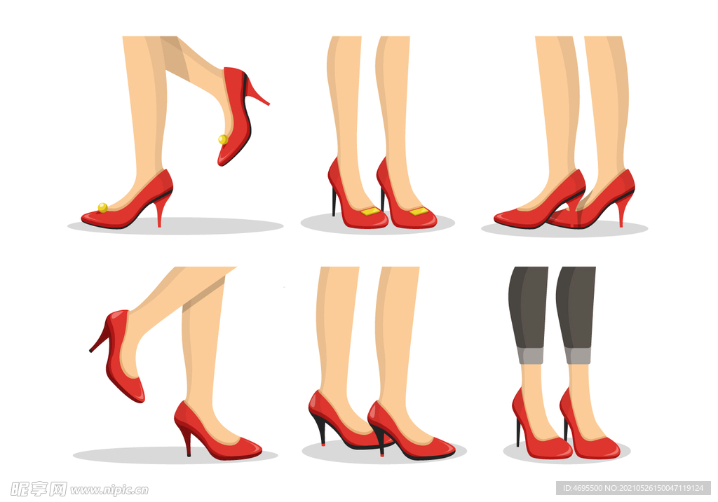 卡通手绘美腿高跟鞋
