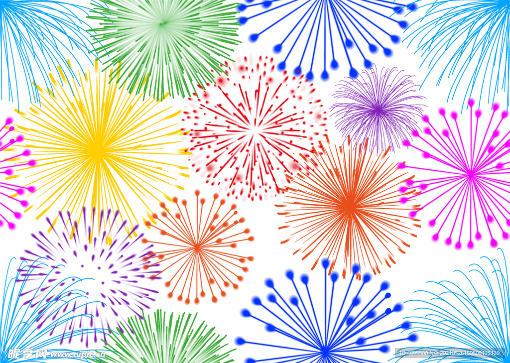 卡通绚丽烟花图案