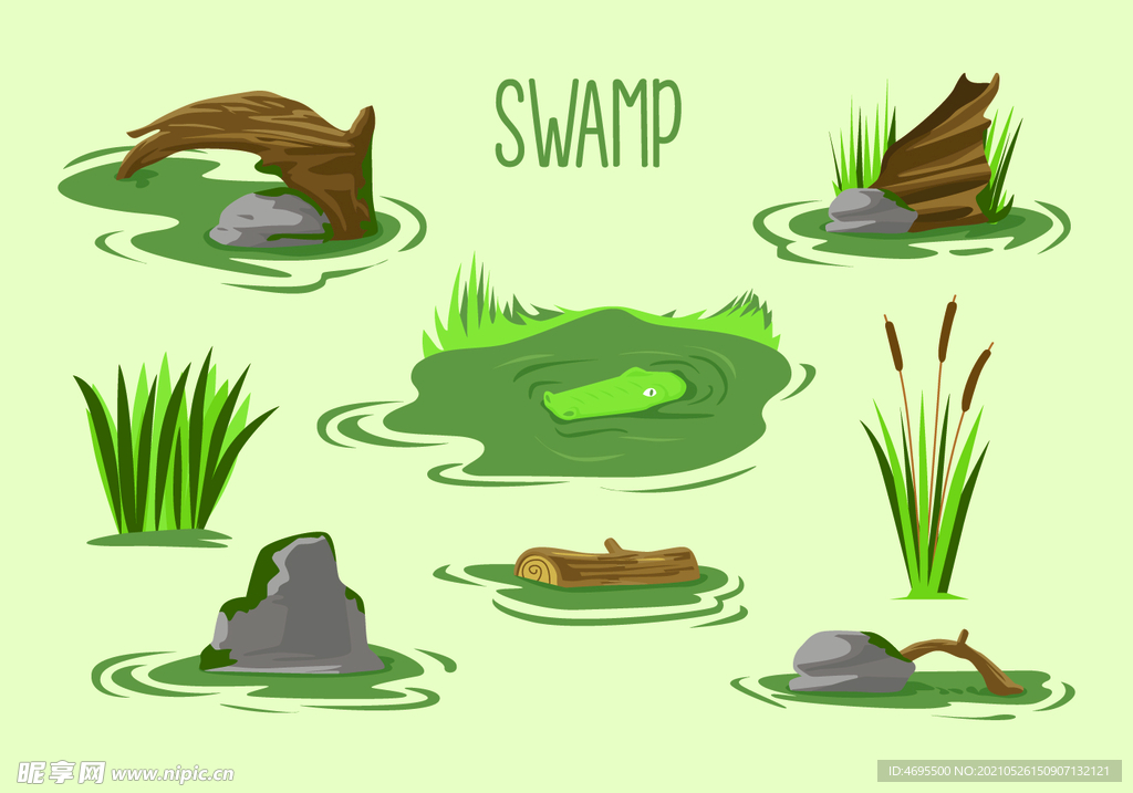 卡通沼泽插画