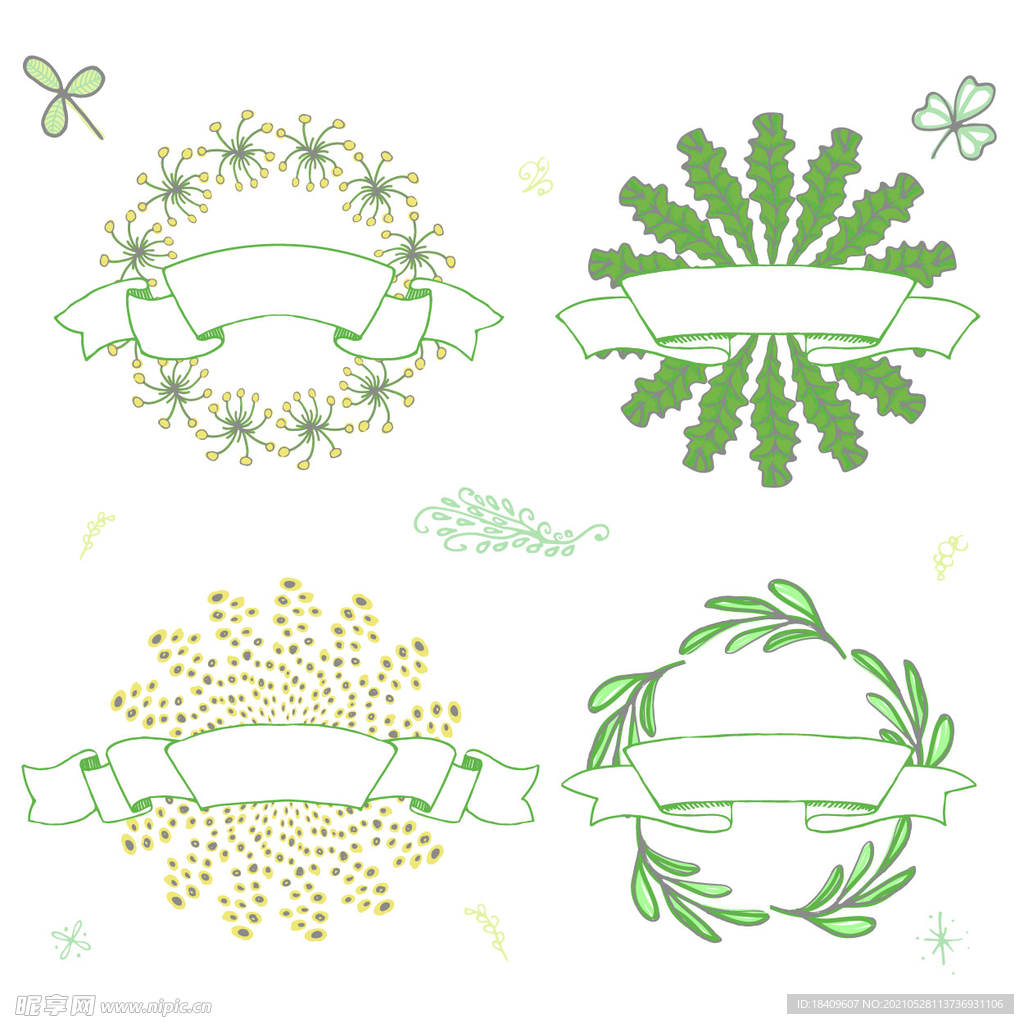 水彩 花环