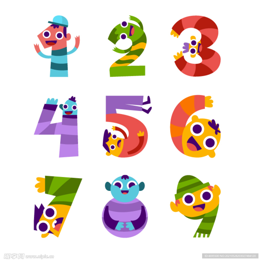 卡通动物数字