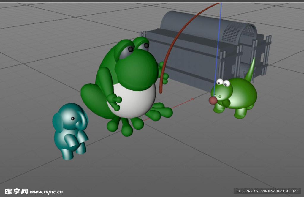 C4D模型青蛙大象恐龙钓鱼