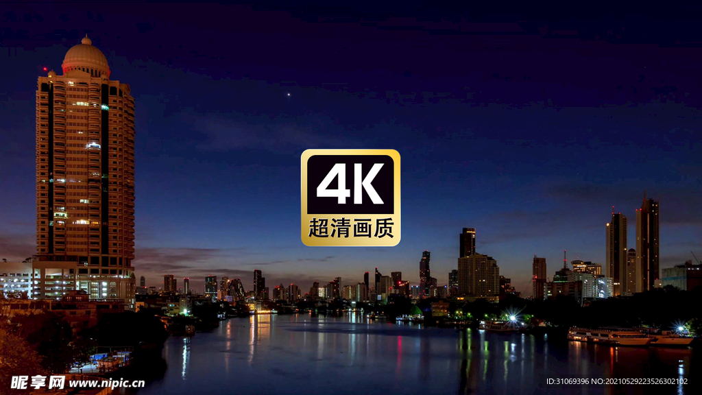 风景素材夜晚海边城市群