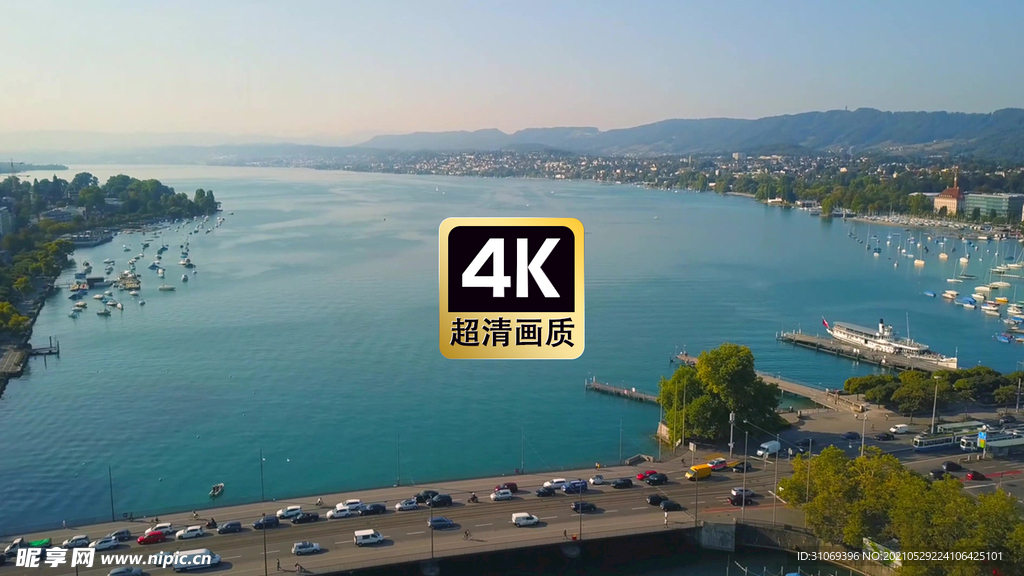 航拍素材海滨城市码头港口