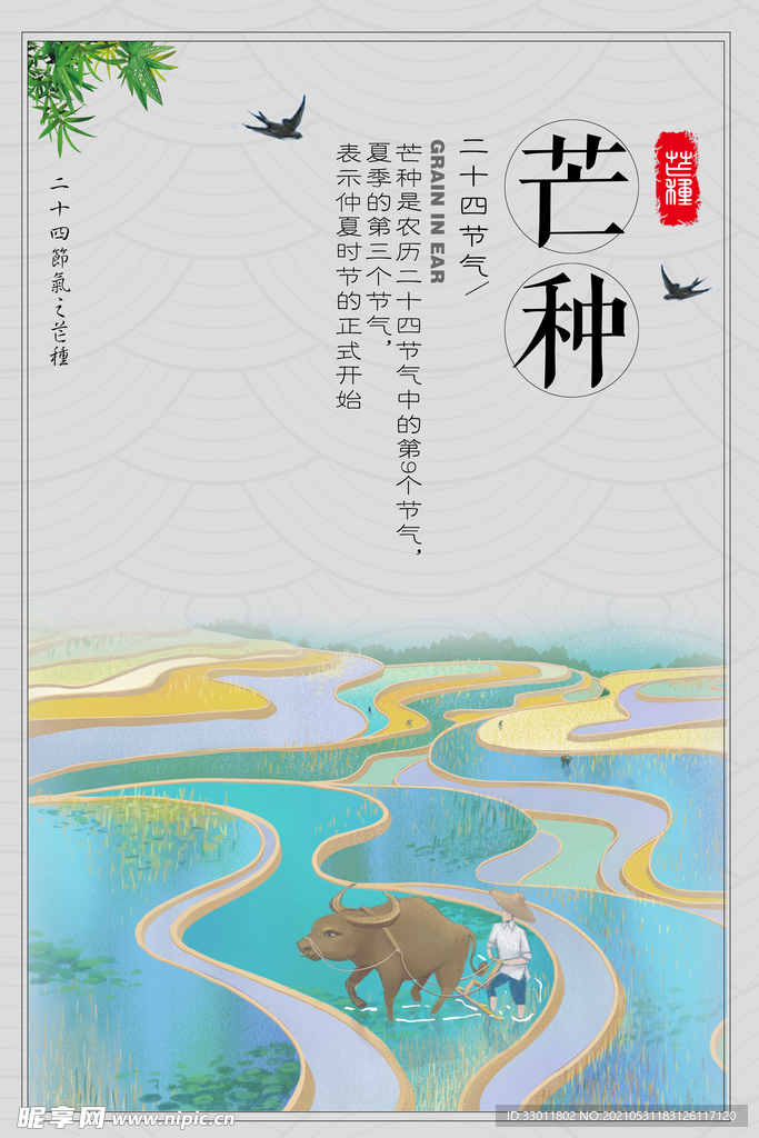 芒种节气传统活动宣传海报素材