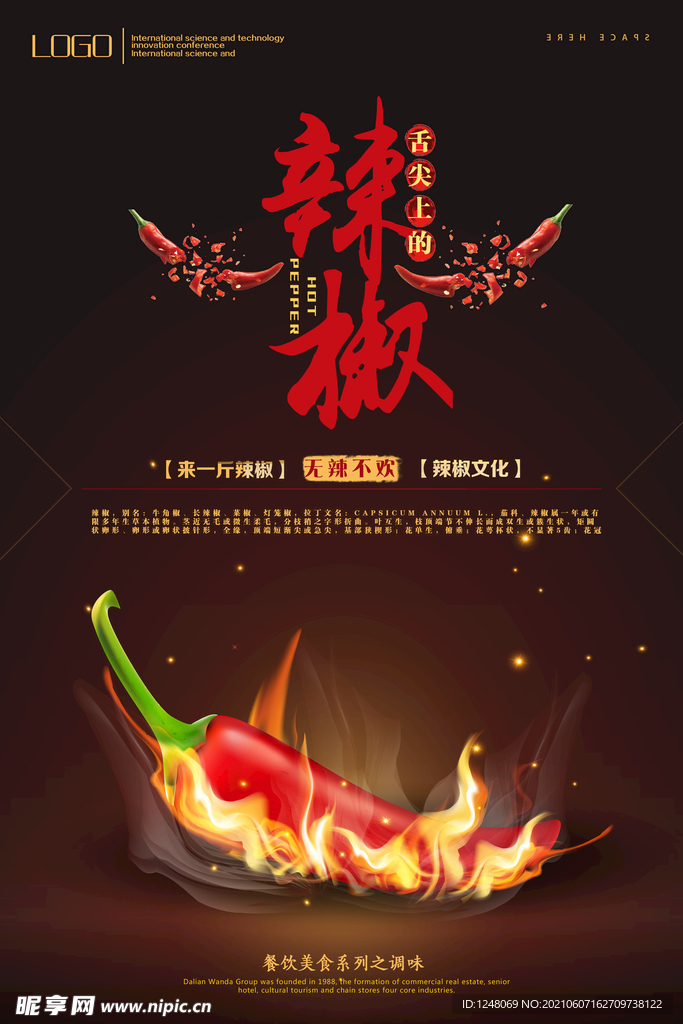 创意辣椒饮食文化宣传海报