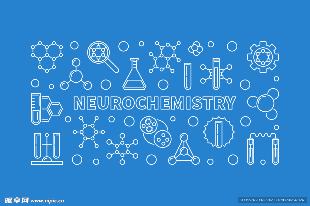 神经化学概念线性图标插画