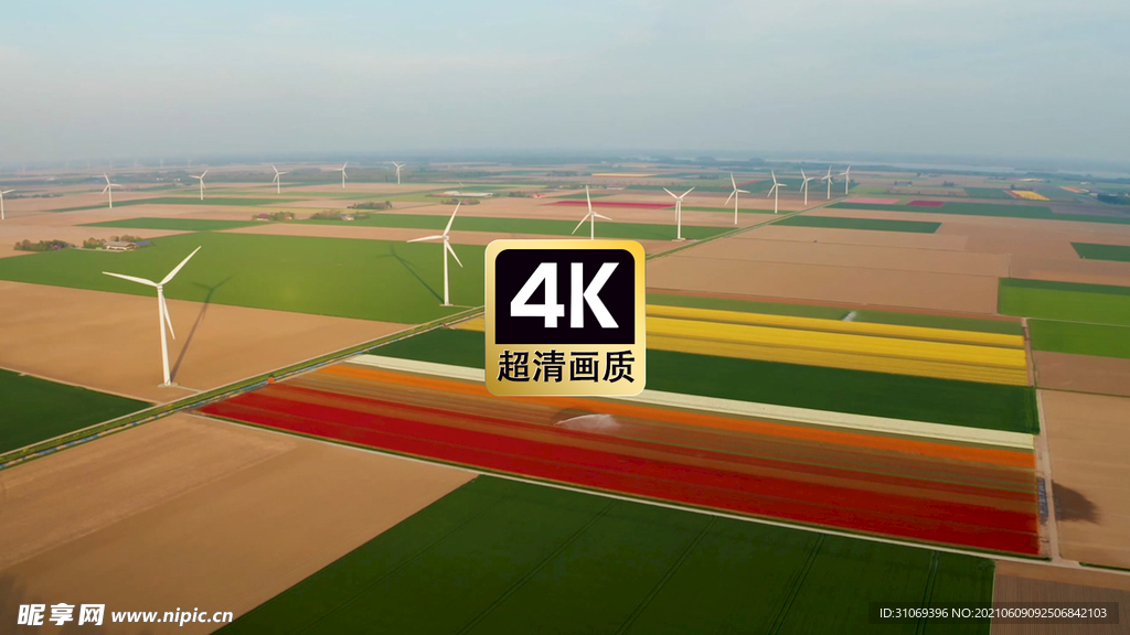 短视频素材农田里的风力发电机