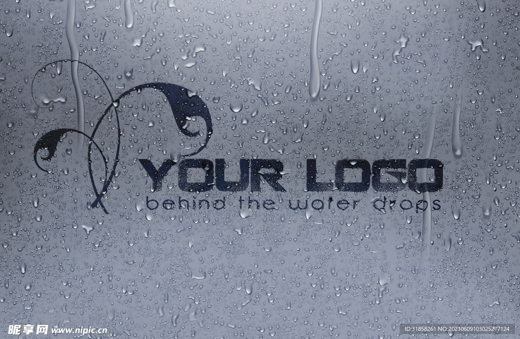 墙上水珠logo样机