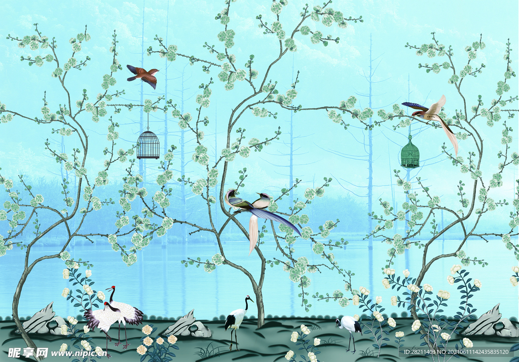 装饰画 花鸟画 新中式 山水 