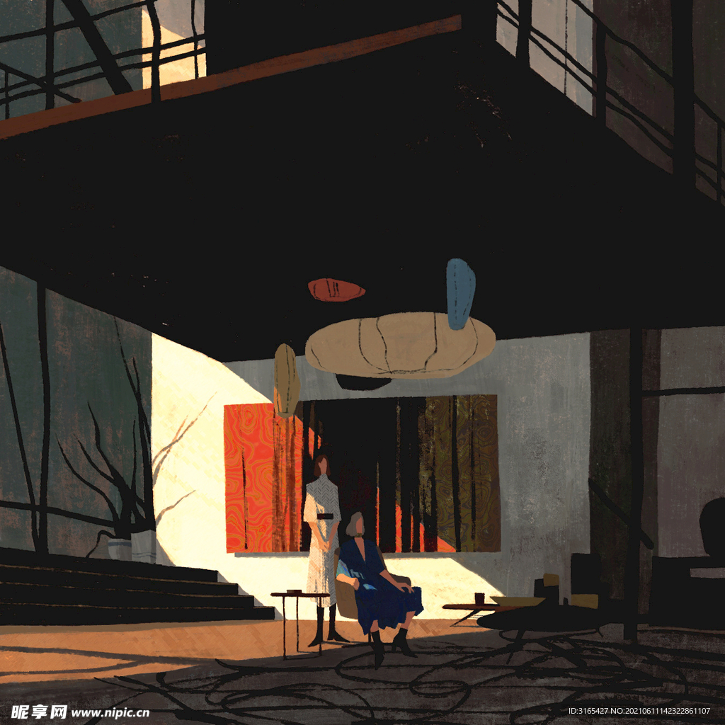 别墅大宅插画