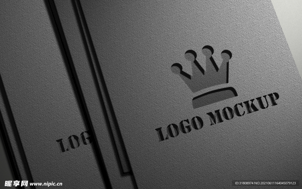 灰色名片凹凸logo样机