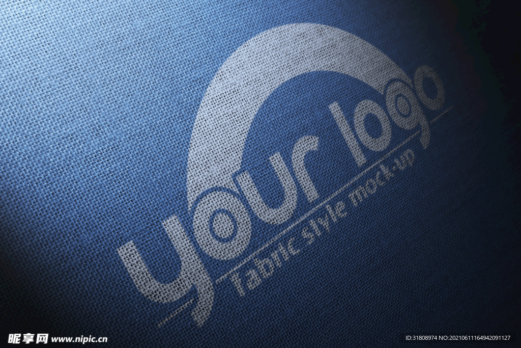 光感蓝布背景logo样机展示 