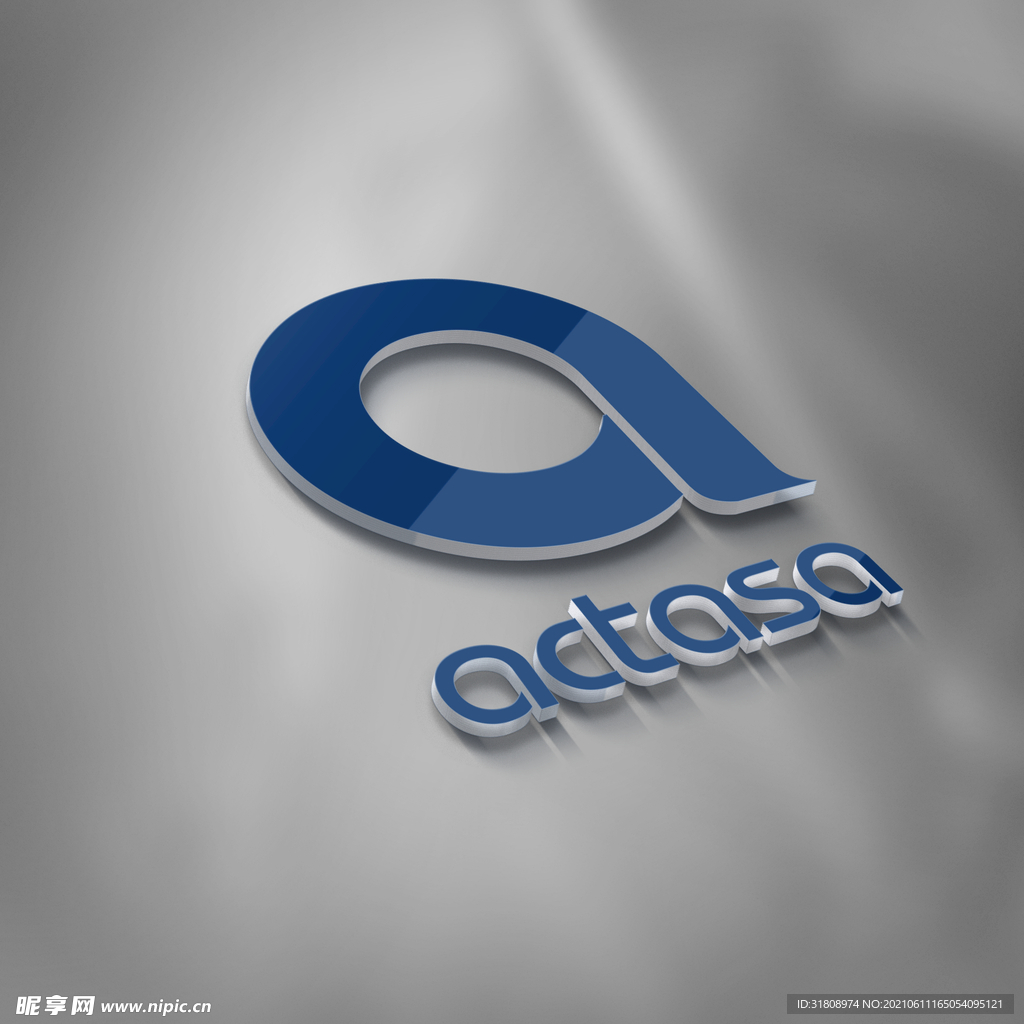 灰色背景蓝色立体logo样机