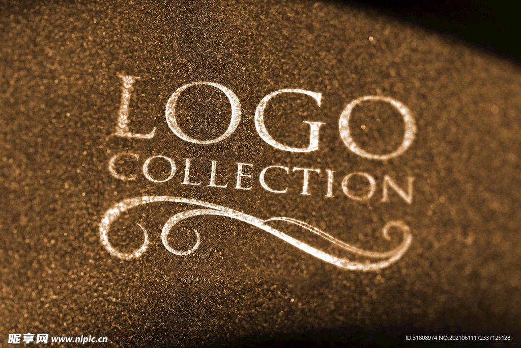 褐色粗糙金属logo样机展示