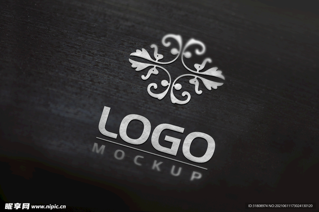 深色肌理银色logo样机