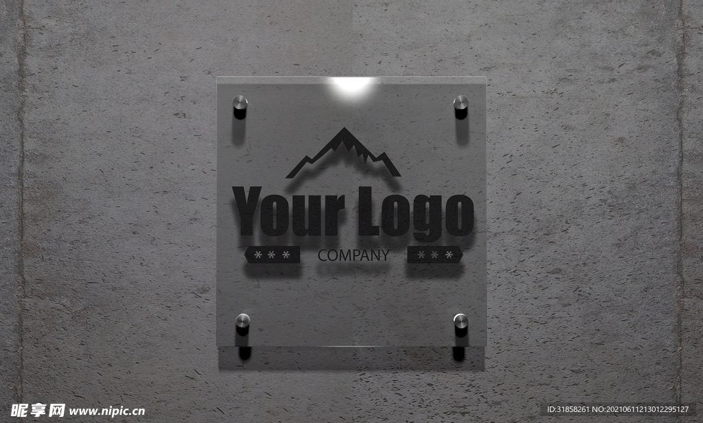 水泥背景玻璃logo样机展示