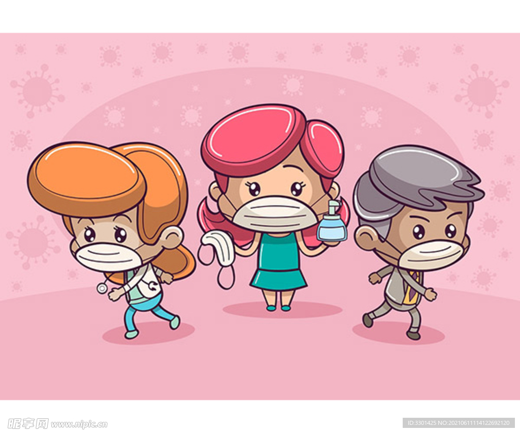 卡通带口罩人物