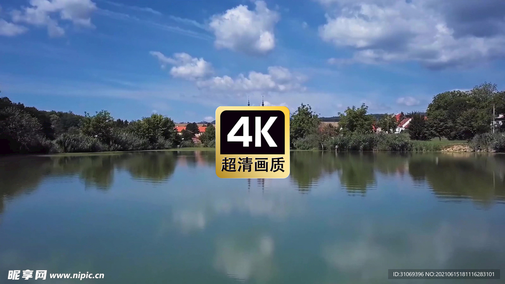 短视频素材湖面村庄