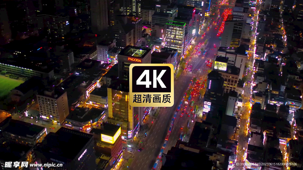 航拍素材城市街道夜景