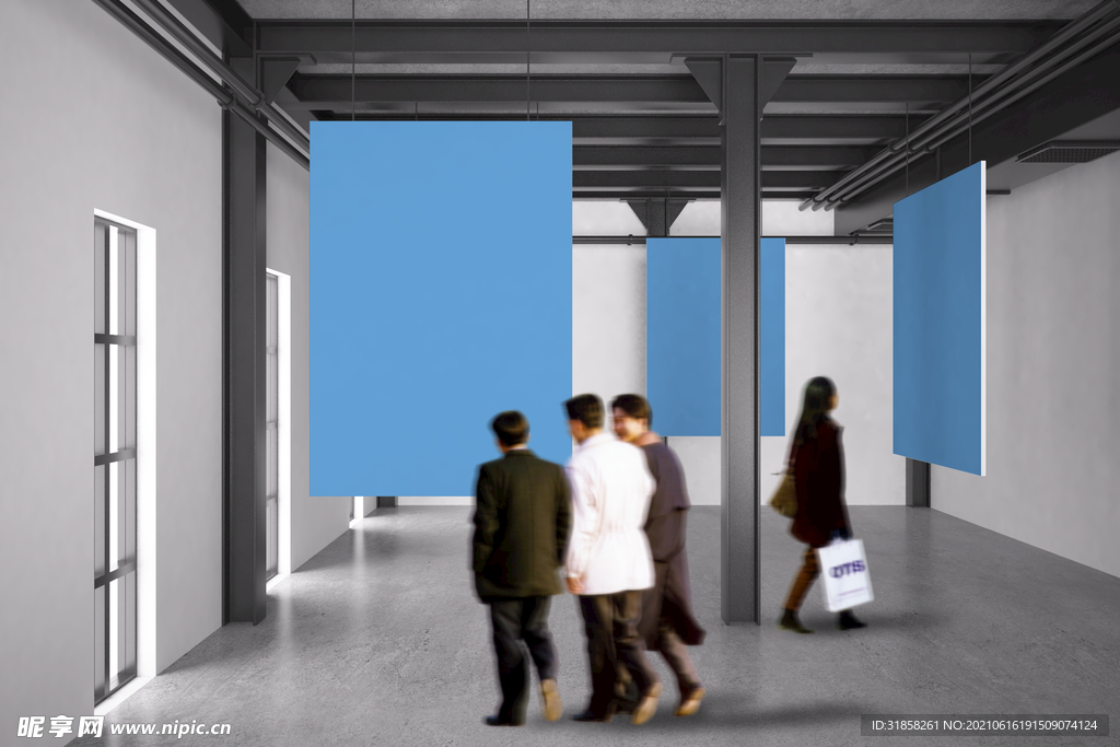 室内展厅展览大海报展示样机素材