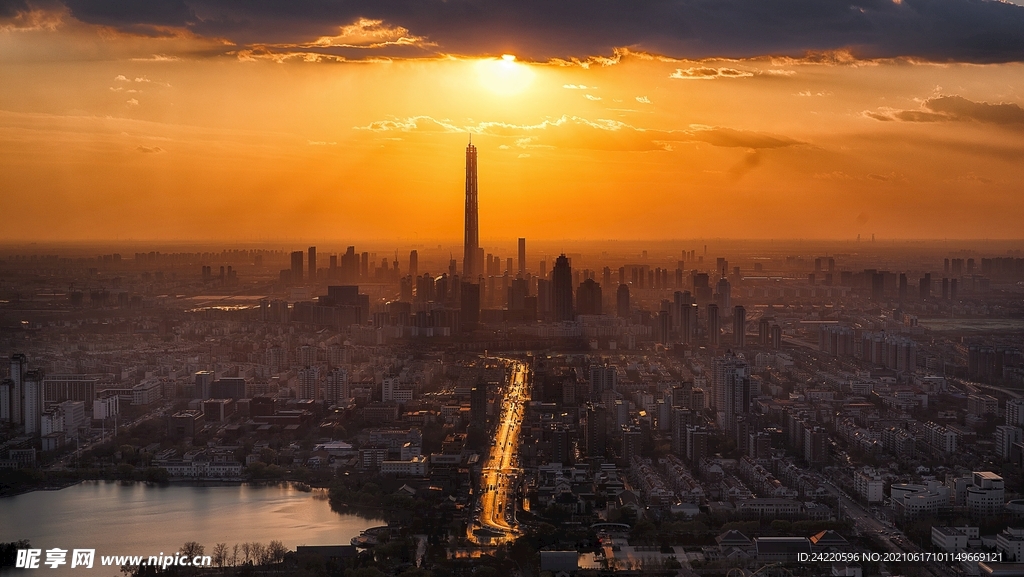 城市日落