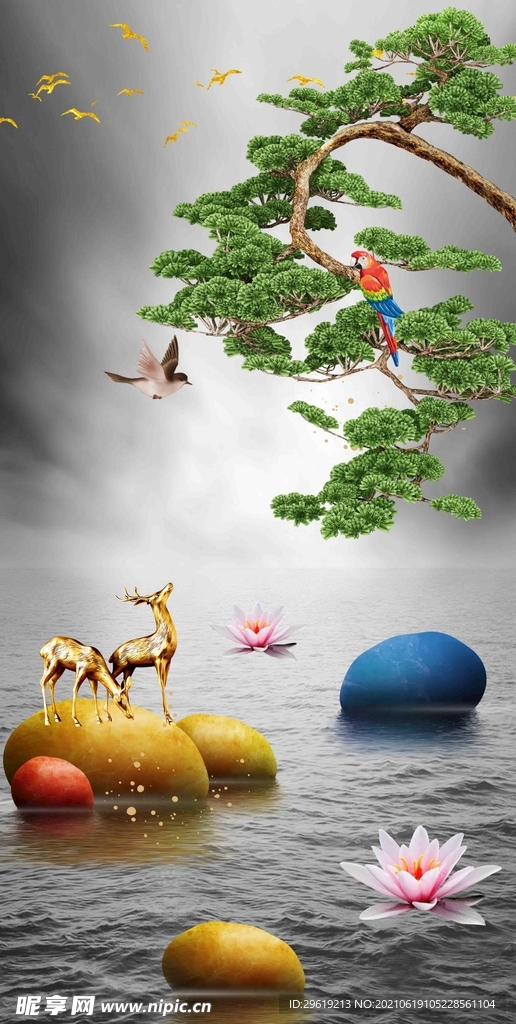 石来运转装饰画图片