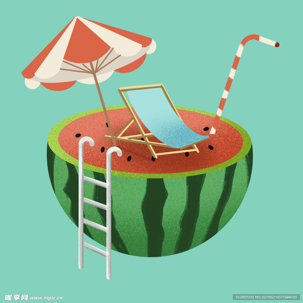 夏日清凉西瓜插画元素
