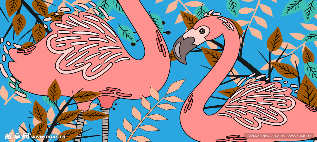 网红火烈鸟时尚围挡墙