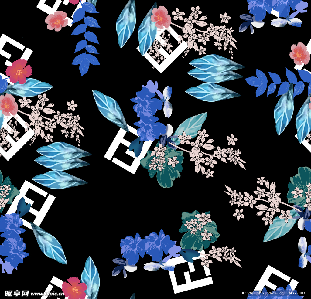 小碎花 树叶 字母