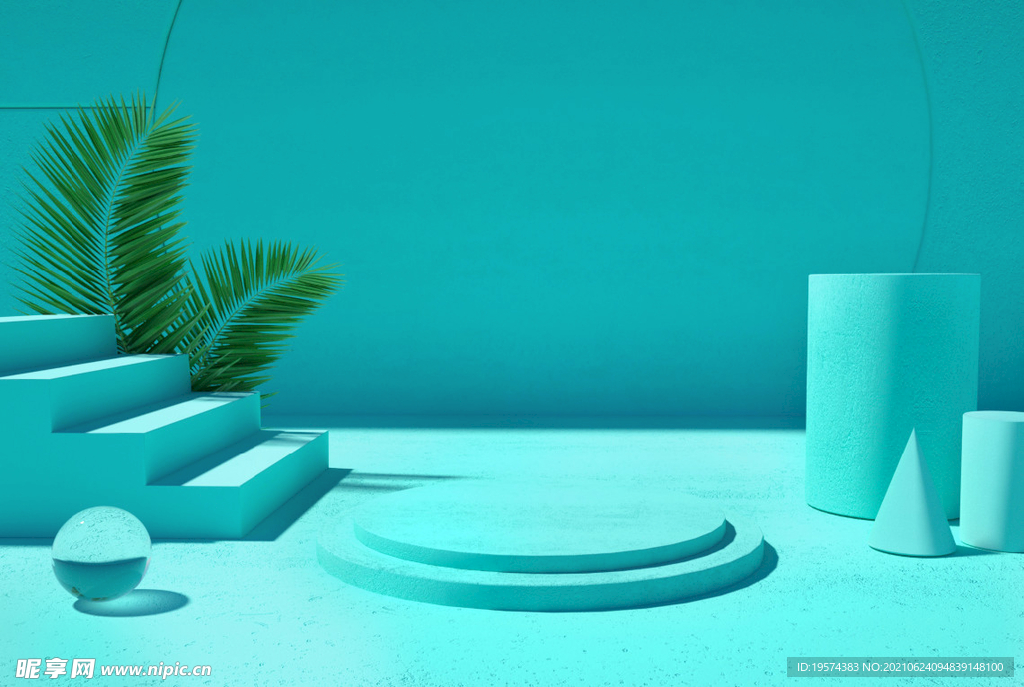 C4D模型蓝色风格电商立体场景